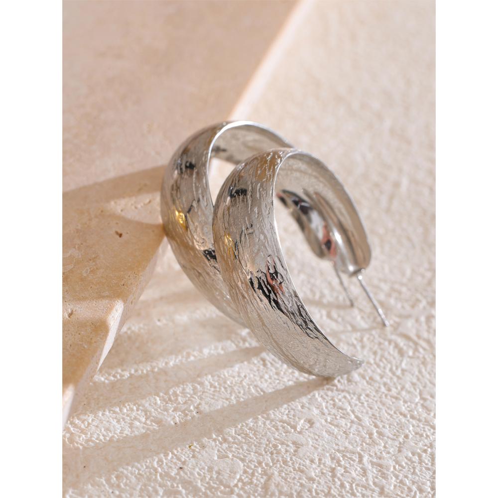 Eetit 316L Stainless Steel Polished Metal C Shape Daily Earrings Anti Allergic PVD Plated Trending Versatile Attractive Jewelry