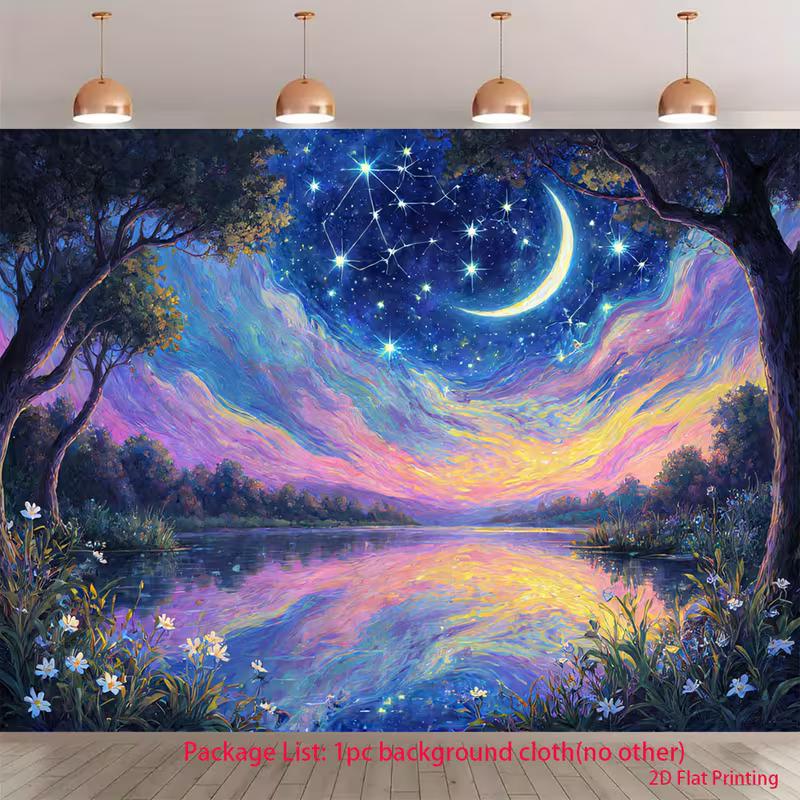 

2D Fantasy Zodiac Night Backdrop Lake Reflection Photo Studio Background 47.2x31.5inch/120*80cm