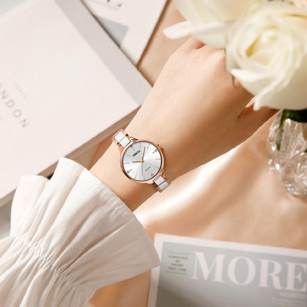 Fashion New European And American Simple Fashion Women'S Watch, Rhinestone Ceramic Waterproof Quartz Women'S Watch