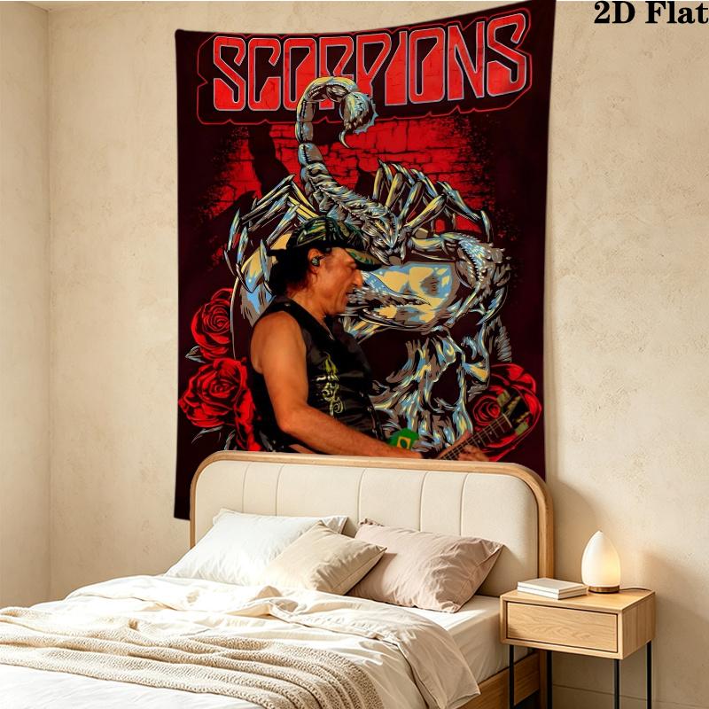Scorpions Band Wall Tapestry Aesthetic Wall Hanging Printed Fabric Blanket Decorative Tapestries for Bedroom Living Room Home Decor