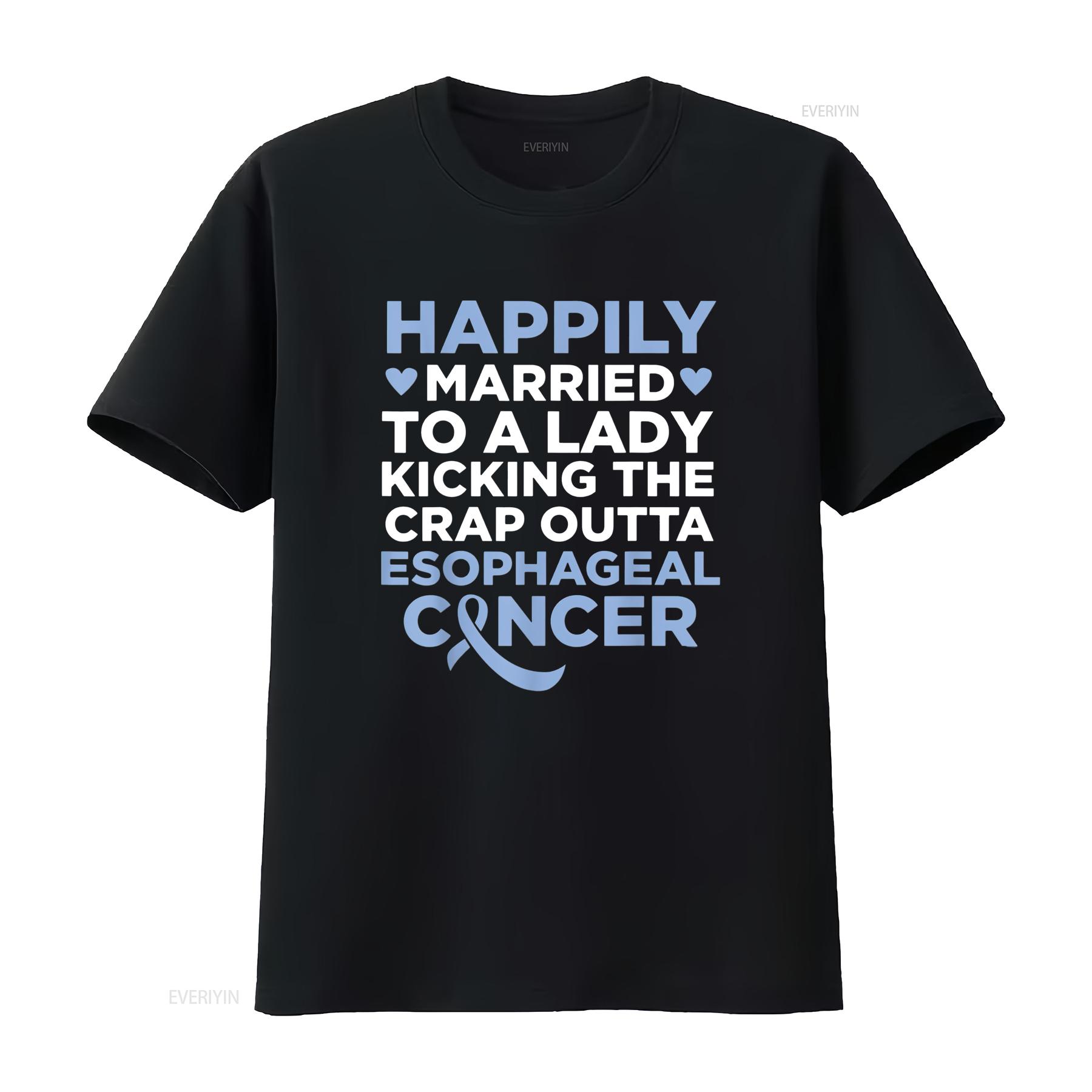 

Womens Wife Fighting Esophageal Cancer Married Husband Support T Shirt Black vintage Washed Comfortable Soft Unisex Stylish 4XL