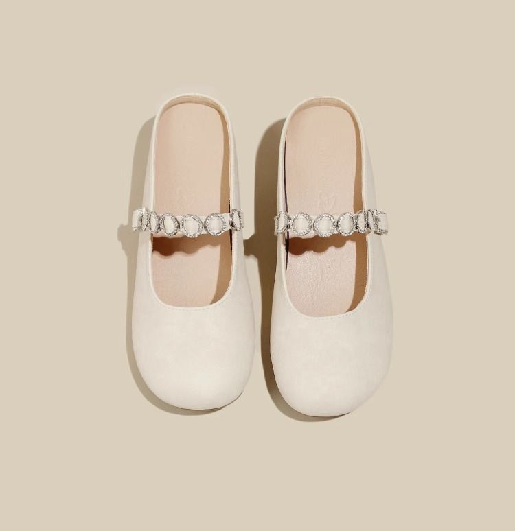 Inner height increase Small retro bag head half slippers Women's summer wear new single shoes Lazy cool slippers