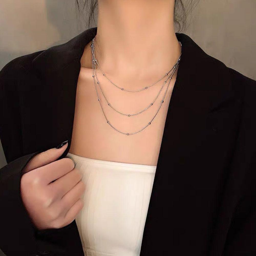 Trendy 2022 Women’s Sexy Titanium Steel Multilayer Clavicle Necklace - European & American V-Neck Fashion Jewelry