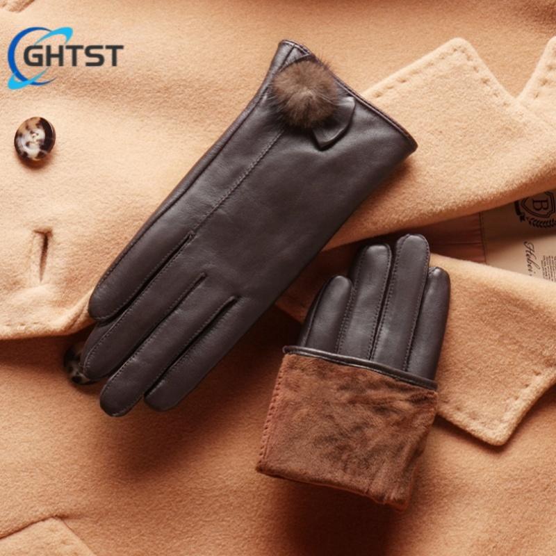 High Quality Elegant Women Leather Gloves Genuine Screen touch Gloves Autumn Spring Winter Thermal Trendy Female Glove