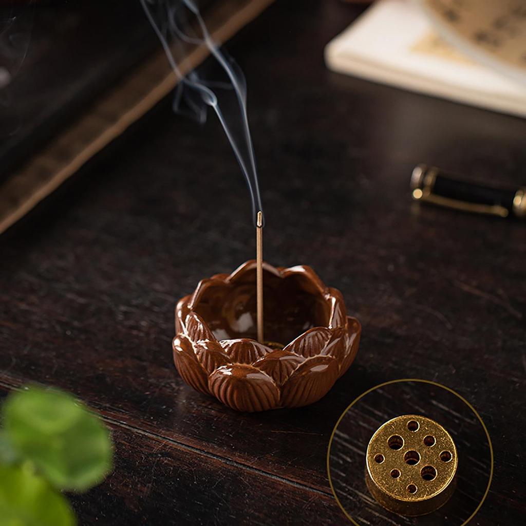 Creative Lotus Ceramic Incense Burner for Home, Zen Tea Ceremony Accessory