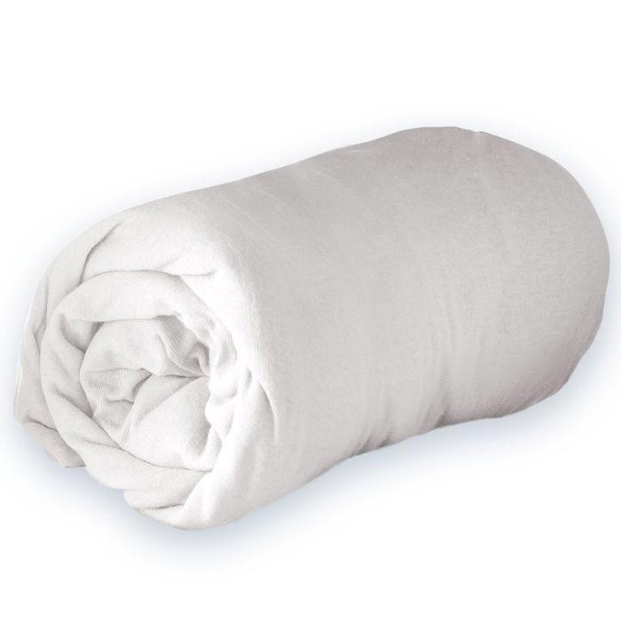 Drap Housse - DOUCEUR D'INTERIEUR - 160 X 200 Cm - Jersey Uni - Blanc - Bonnet 30 Cm