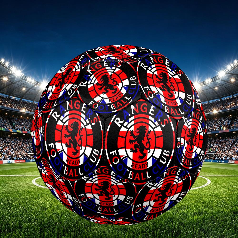 1pz Rangers FC Pattern Taglia 5 Pallone da Calcio, Pallone da Calcio Resistente per Allenamento Quotidiano, Partite, Sport all'Aperto, Regalo Ideale per la Famiglia