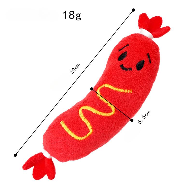 Pet Sound Cat Plush Toy Dog Toy Cat Hot Dog Embroidery Bite Resistant and Bored Dog Supplies