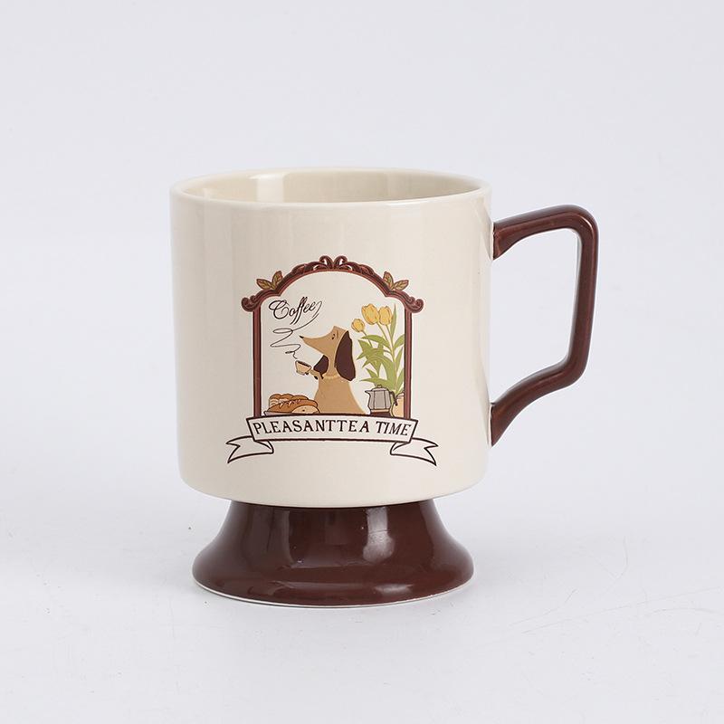 

Керамические чашки для мороженого, Французские кружки на высокой ножке, Чашки для завтрака в кремовом стиле, Парные чашки, Дизайн в китайском стиле с высокими эстетическими стандартами 400ml