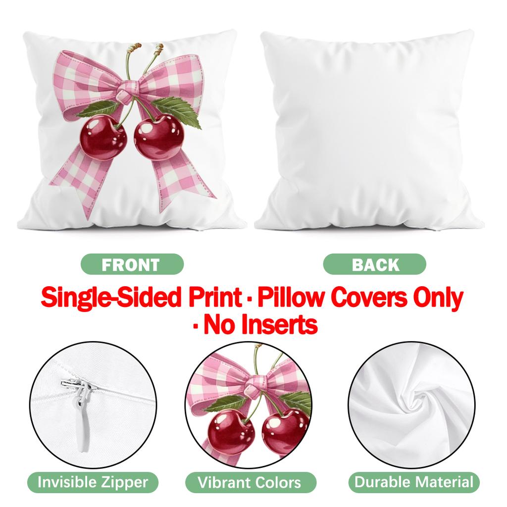 Bow Cherry Pattern Pillowcase Printed Polyester 40/45/50Cm Throw Pillowcover Decorative Sofa Cushion Pillowslip Home Decor