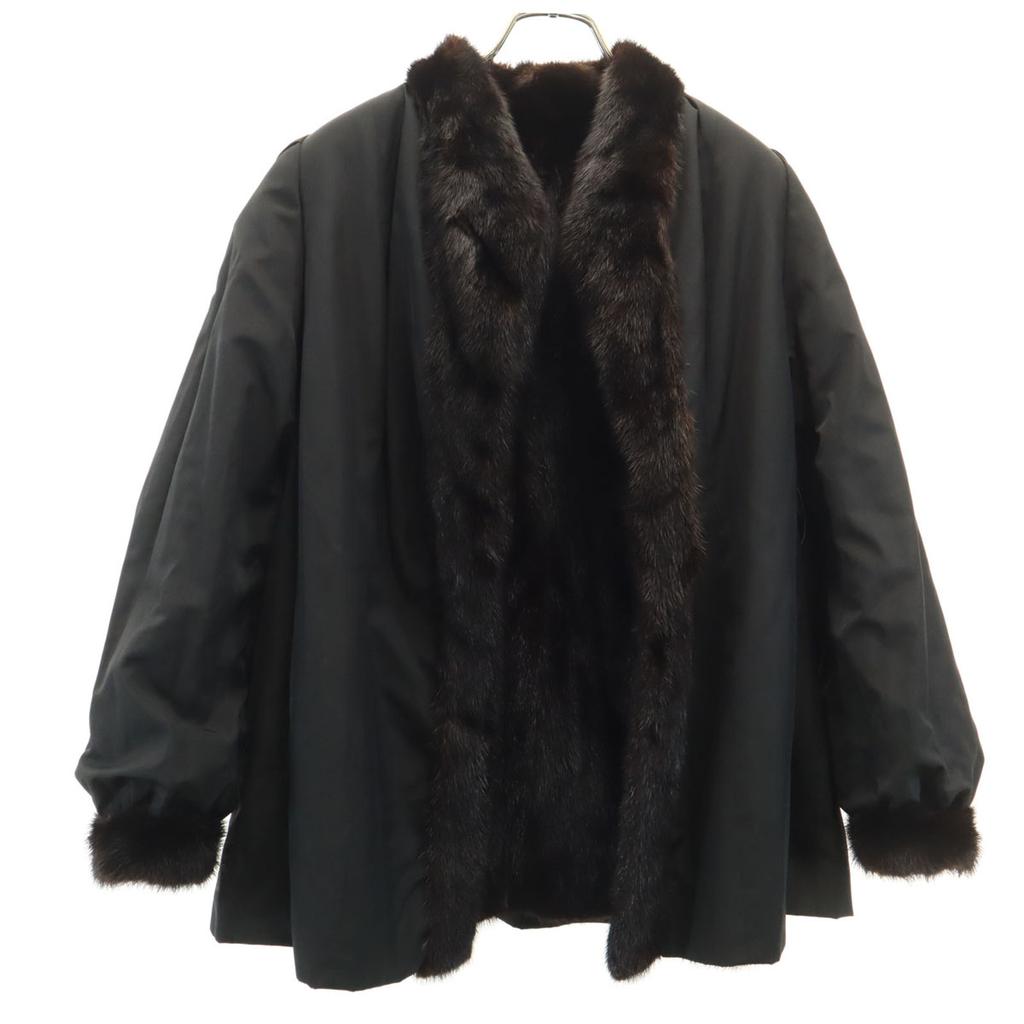 Reversible Fur Coat Dark Brown Women Used