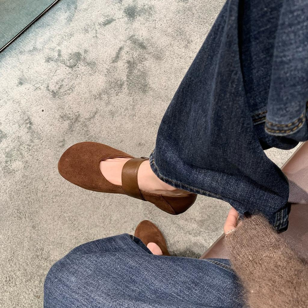 Sheepskin version of grape ma The same style can be stepped on with one word heel with leopard print inner height increase single shoes women's f