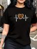 WomenS Casual Short Sleeve TShirt with Heartbeat Leopard Print Round Neck AllSeason Comfort Fit for Casual Attire