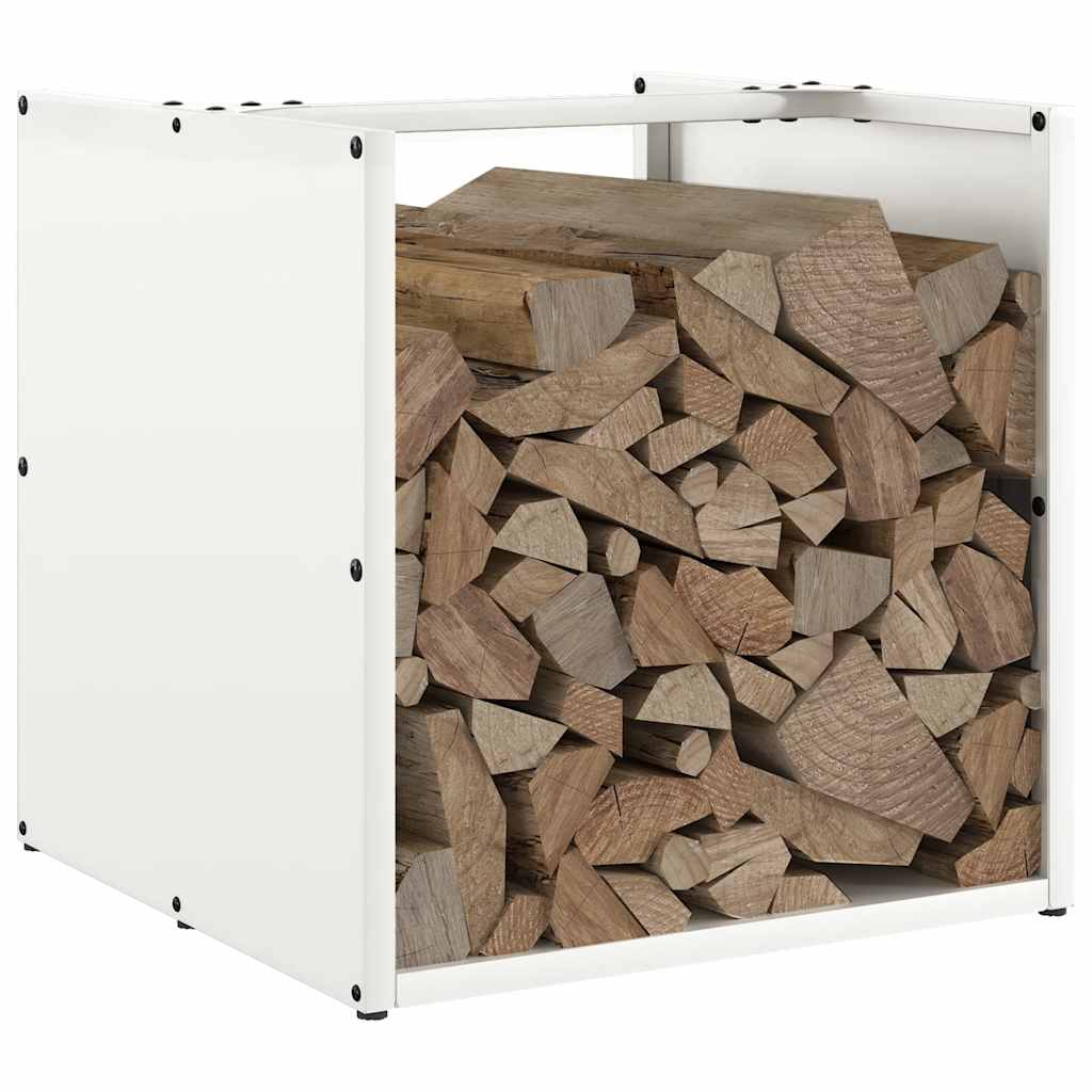 Firewood Rack White 40 x 40 x 40 cm Cold Rolled Steel