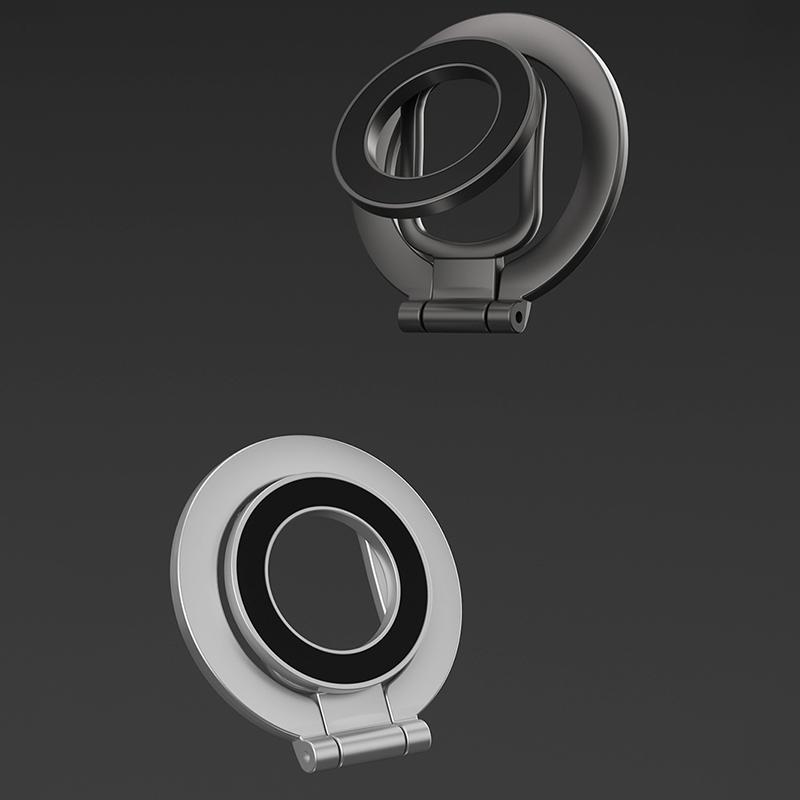 Doppelseitige Halterung Faltbarer 360° drehbarer Ständer mit starkem Magnet und Fingergriff-Unterstützung (Ganzmetallständer)