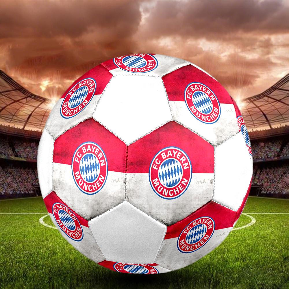 FC Bayern Munich Soccer Ball, Colorful, Suitable for All Ages, Machine-stitched, PVC Material, Competition Grade, Durable and High Bounce