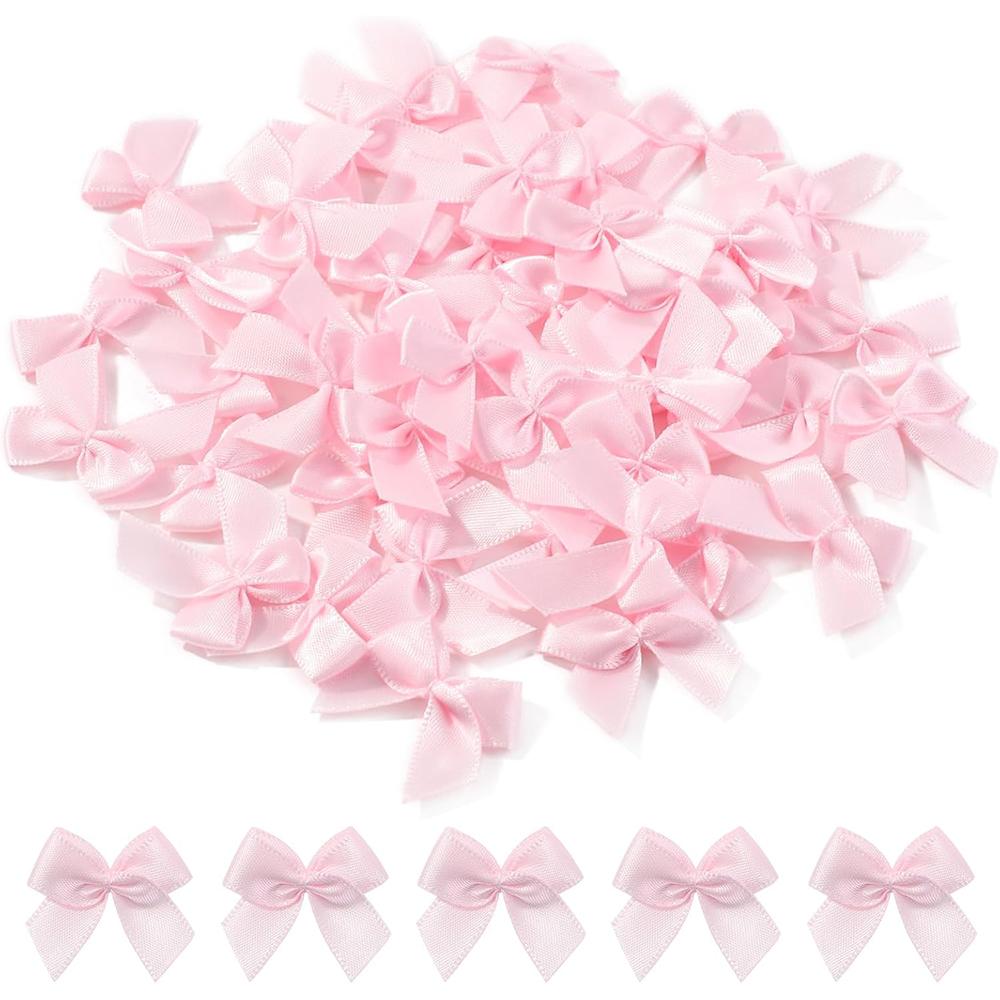 100Pcs/Set Polychrome Satin Bows Patches Applique Mini Bow Tie DIY Clothes Sewing Decoration
