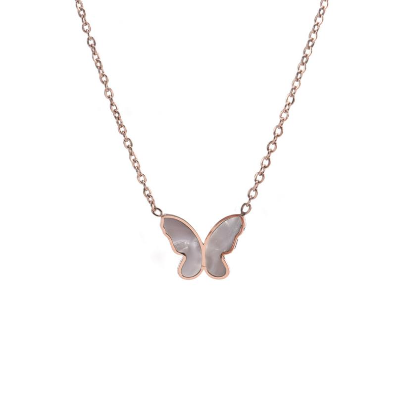 316L Stainless Steel New Fashion Upscale Jewelry Minimalism Butterfly Shell Charms Chain Choker Necklaces & Pendants For Women