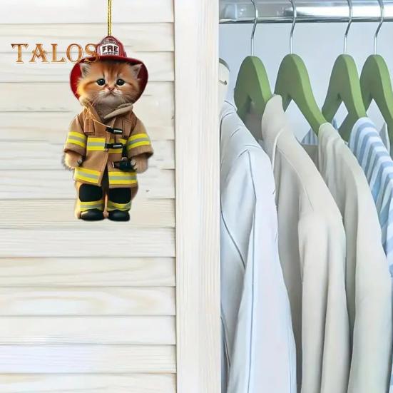 Cat Pendant Car Ornament Hanging Realistic Animal Cat Rearview Mirror Hanging Decor Acrylic Car Charm Party Festival Gift for Car Lovers