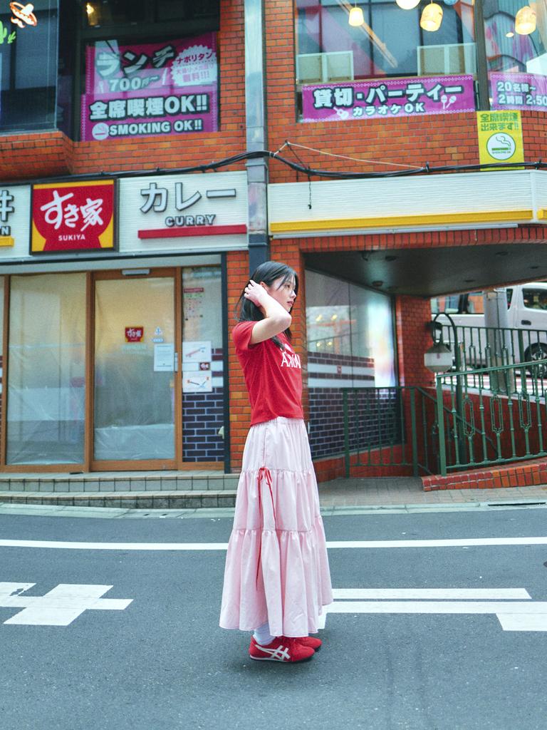 Loaegsyueol Silk Ribbon Tierd Skirt_Pink