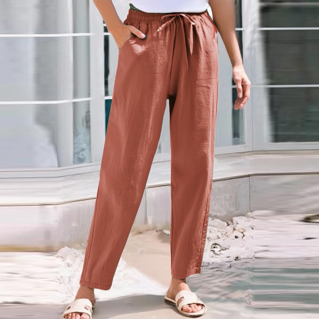 Women's Cropped Pants Stralght Pants With Pockets Lightweight Caual Loose  Trousers