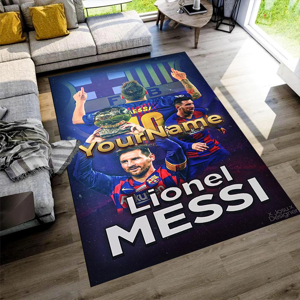 Messi Personalized Name Carpet Design for Dormitory Dining Room Entryway Game Room Anti-slip Rug Decorate Offices