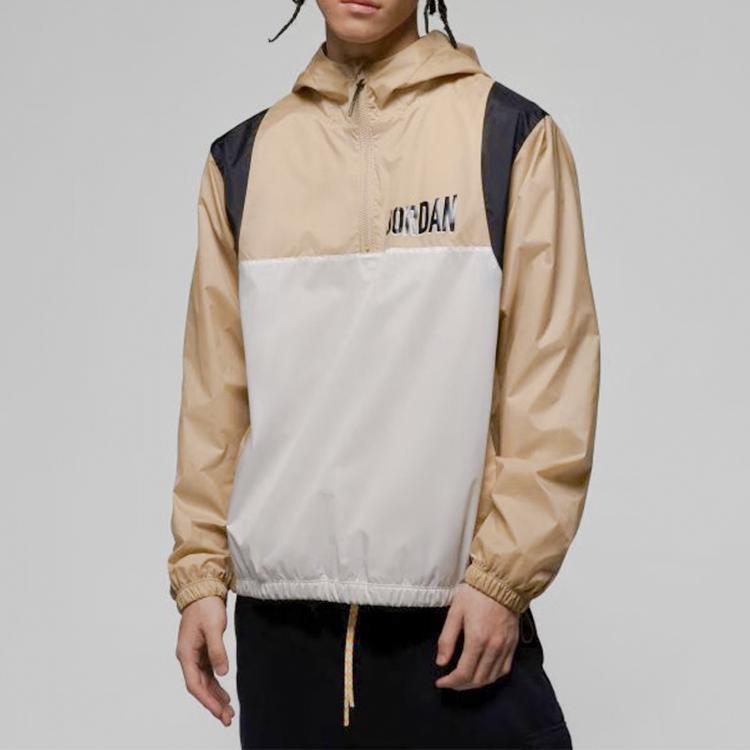 Jordan Color-Block Zip-Up Hooded Breathable Casual Jacket Men Jackets Desert-Yellow DV7601-277
