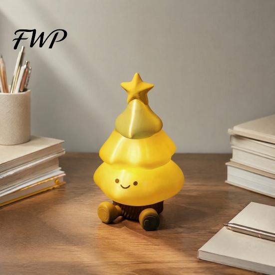 Unique 3D Printed PLA Crafts Christmas Tree Figurine, Cute Smiling Face Storage Decorative for Office Desk Desktop Ornament, Multi-Purpose Toy