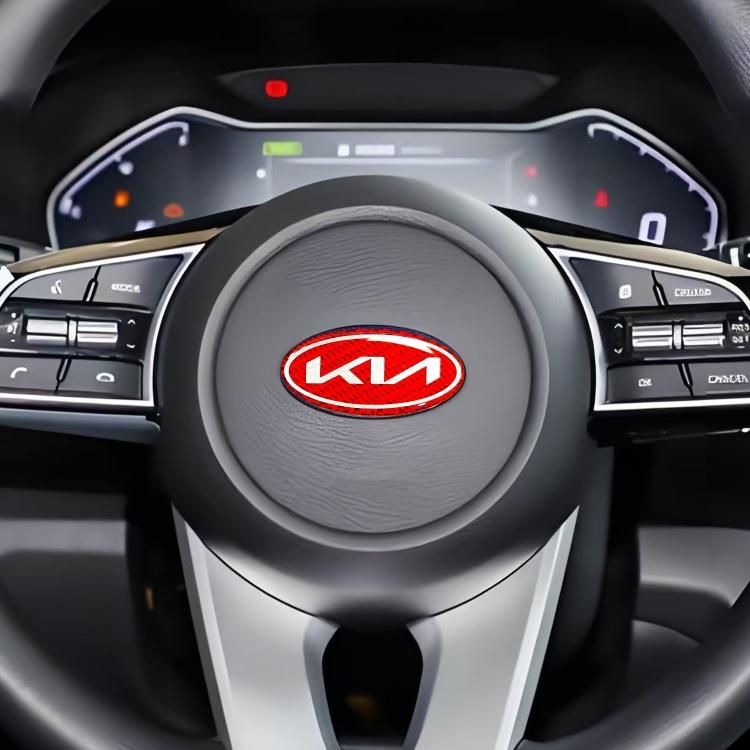 AIL1 1 Stück 3D neuestes KIA KN Kohlefaser Lenkrad Emblem Aufkleber Auto Lenkrad Auto Innenraum Emblem Auto Styling Zubehör