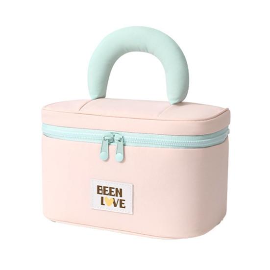 Open Flat Makeup Bag Travel Cosmetic Bag with Padded Handle Large Capacity Toiletry Bag with Brush Pouch for Business Trip Vacation