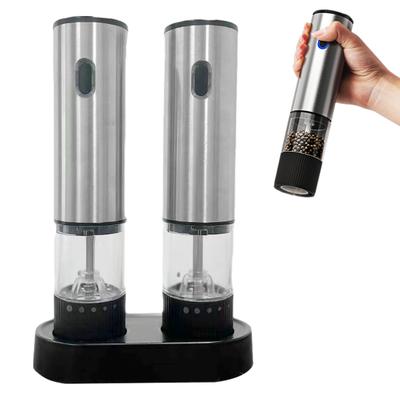 Electric Salt And Pepper Grinder Set with LED Light Adjustable Coarseness Salt Grinder Rechargeable Pepper Grinder for BBQ Camping