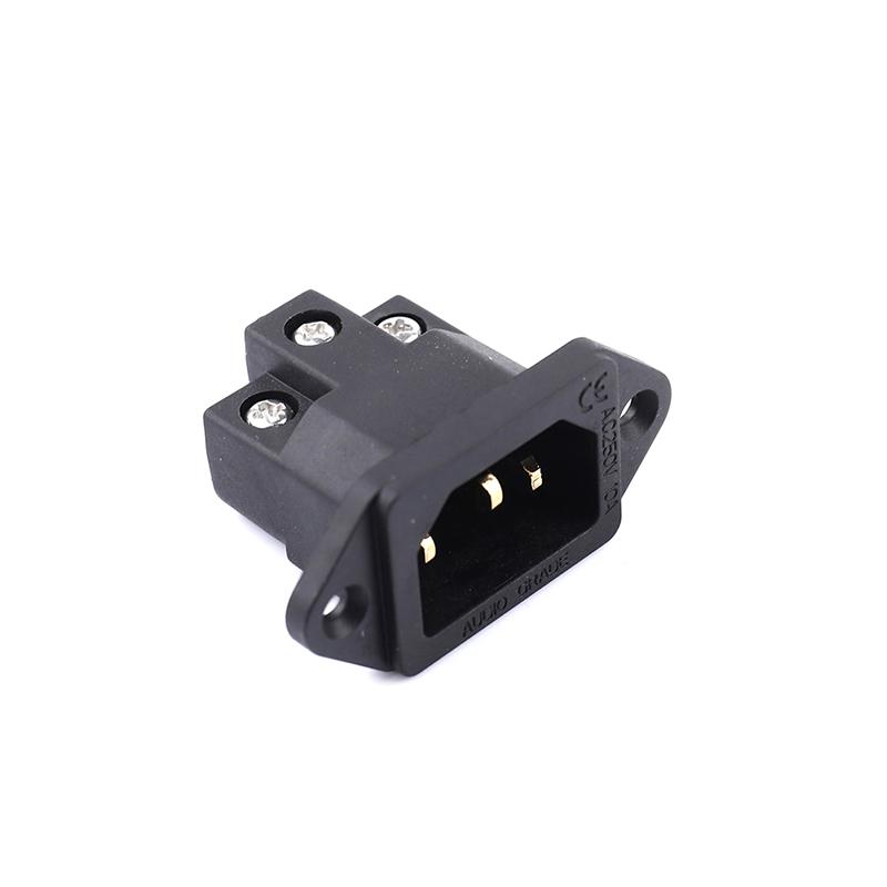 Hot Sale 1Pc HiFi Audio Pure Copper Male Audio IEC Inlet Power 3 Pin Socket AC 250V 10A Elecrtric Plug Connector