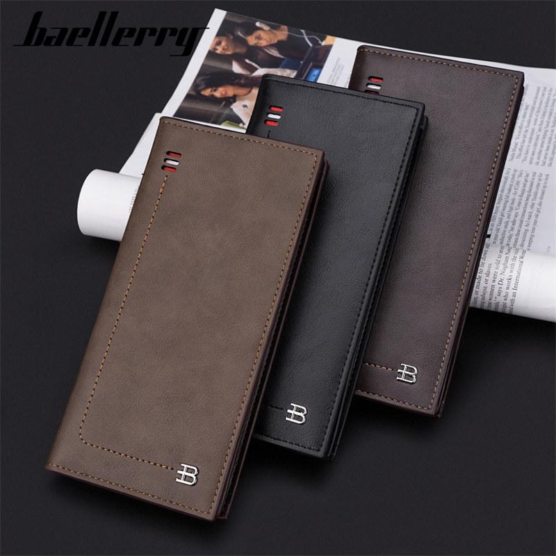 Baellerry Men Long Wallets Vintage Design Card Holder Artificial Leather Business Wallet Money Bags
