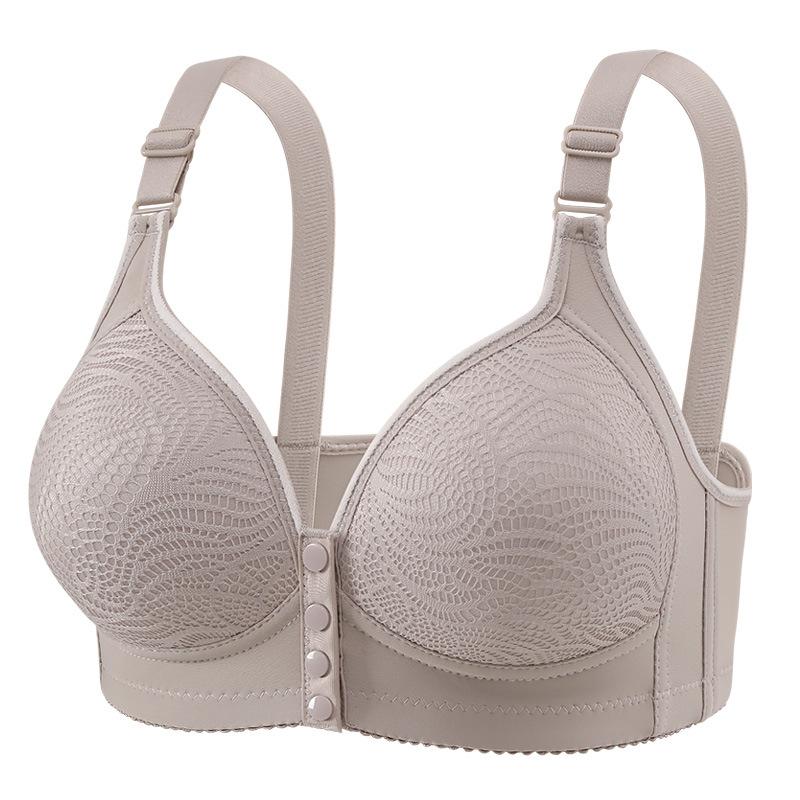

Front-buttoned Bra Women s Plus-size Breathable Underwear Comfortable Lactation Gathering Bra No Underwire Bra 46/105C сірий
