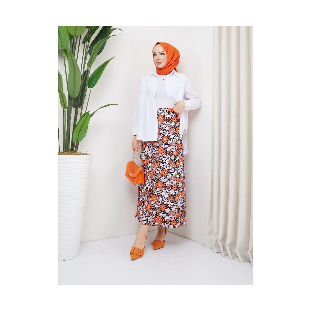 Gekämmter Rock aus Viskose - Schwarz / Fliesen