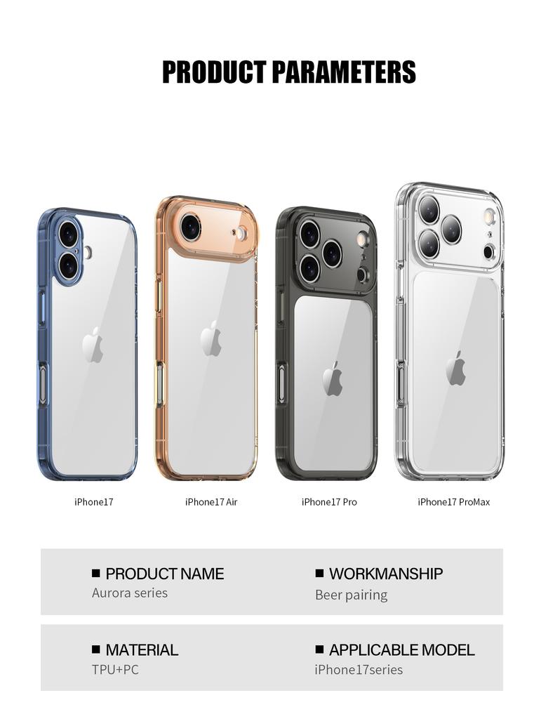 Premium High Clear Phone Cases for iPhone 17 Pro Max Shockproof Transparent Protective Cell Phone Bumper for iPhone Air 17 Pro