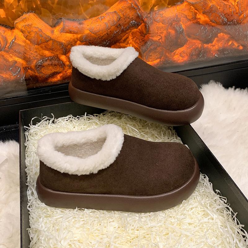 All-inclusive small potato snow boots women s new winter fluffy bread shoes thick-soled velvet cotton shoes 40 коричневый