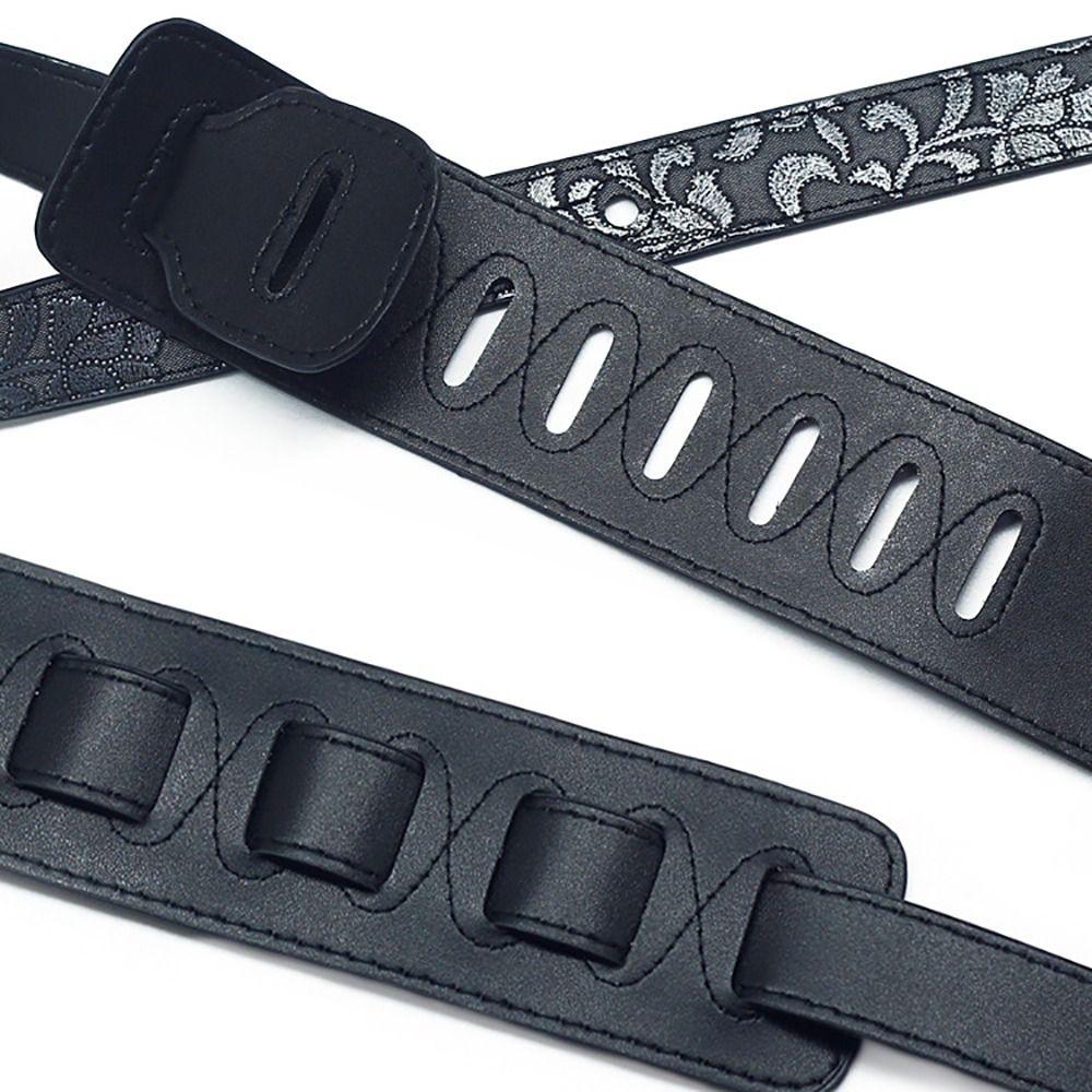 Langlebiger Leder-Gitarrengurt Verbreiterter Verstellbarer Gitarren-Umhängegurt Gitarrenzubehör Bassgurt Elektrische Gitarre