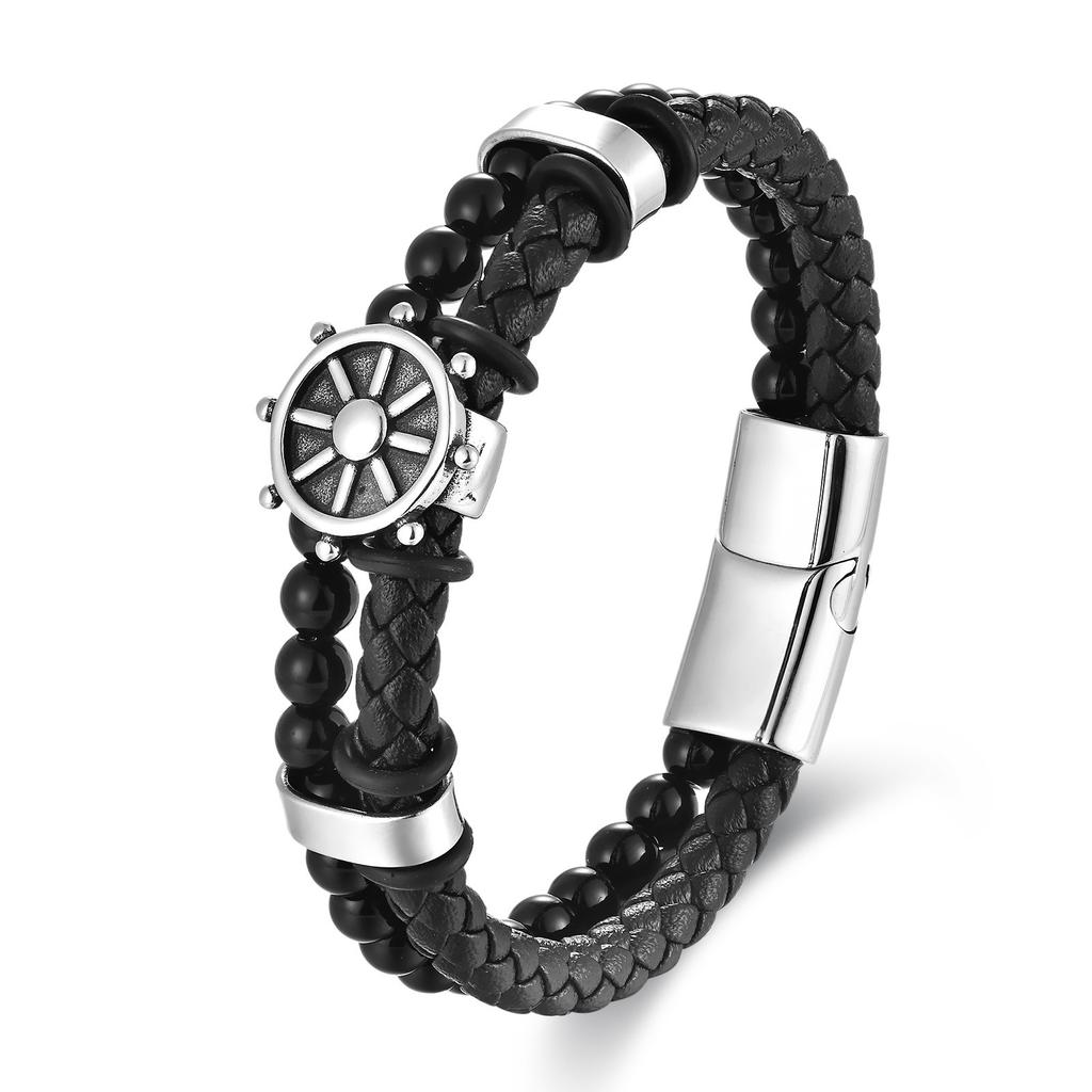 Simple Leather Bracelet for Men, Men's Cowhide Bracelet Magnet Bracelet
