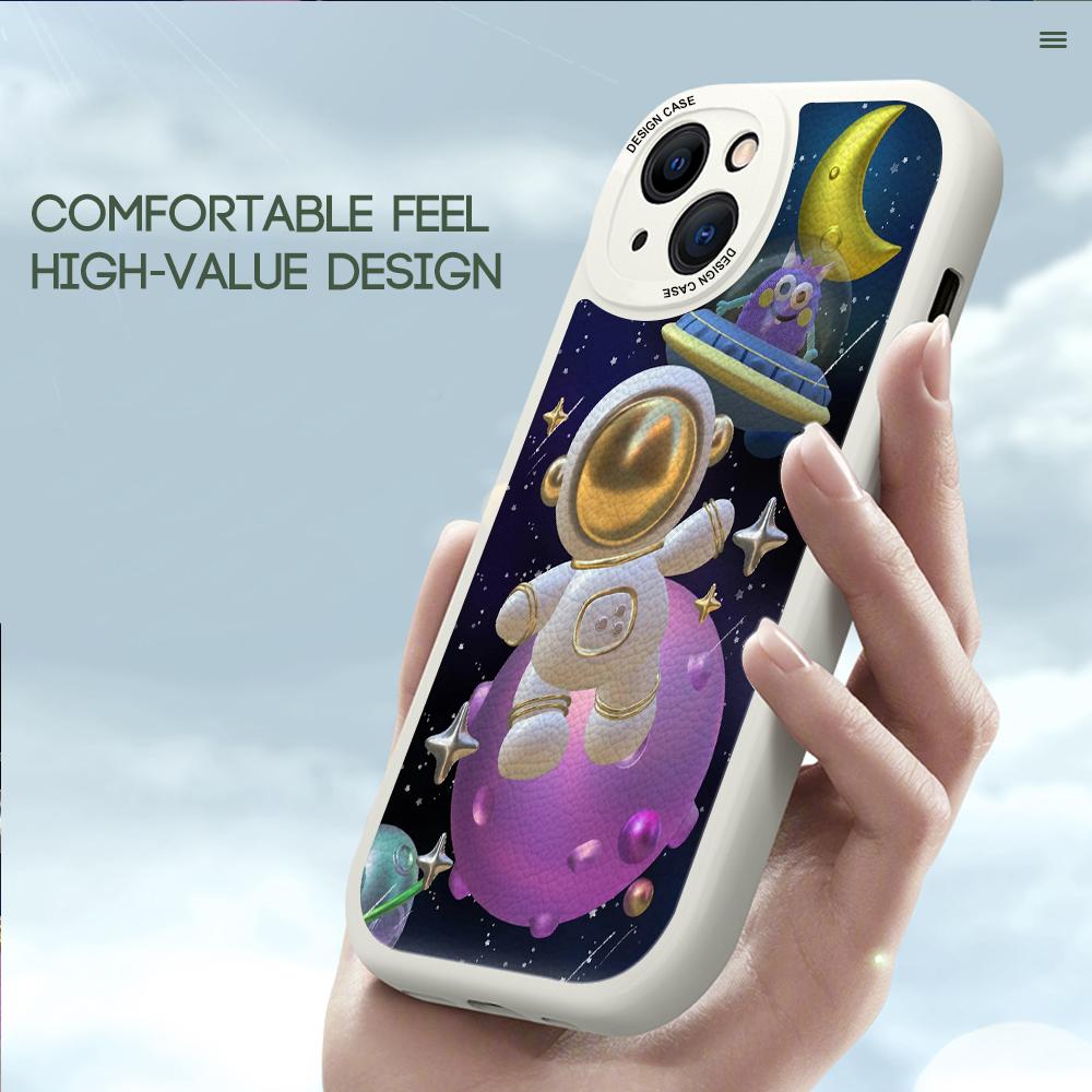 Astronaut Space Pattern PU Leather Full Lens Protect Soft Phone Case for Huawei Honor Infinix iPhone Vivo