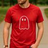 Minimalist Simple Line Ghost Graphic T Shirt Unisex Cotton Short Sleeve Cute Spooky Halloween Fall Black Casual Tee