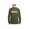Nike Alphabet Logo Print Crew Neck Casual Long Sleeve T-Shirt Men Tops Khaki-Green FQ4919-325