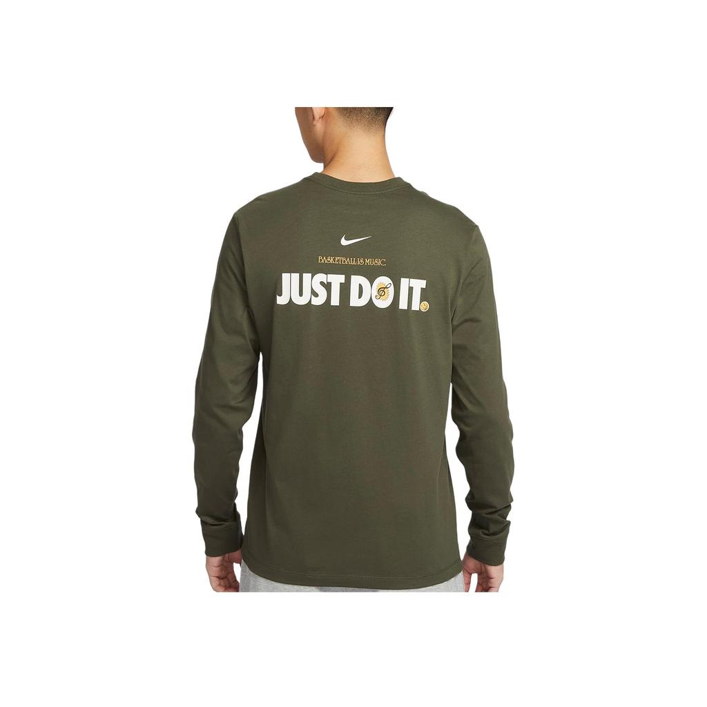 Nike Alphabet Logo Print Crew Neck Casual Long Sleeve T-Shirt Men Tops Khaki-Green FQ4919-325