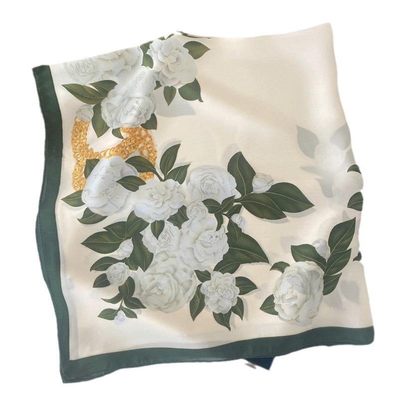 Luxury Desig Cashew Print Square Scarf Women’s Summer Breathable Silk Bandanna Luxury Female Neckerchief Fashion Hijab Gift 70cm