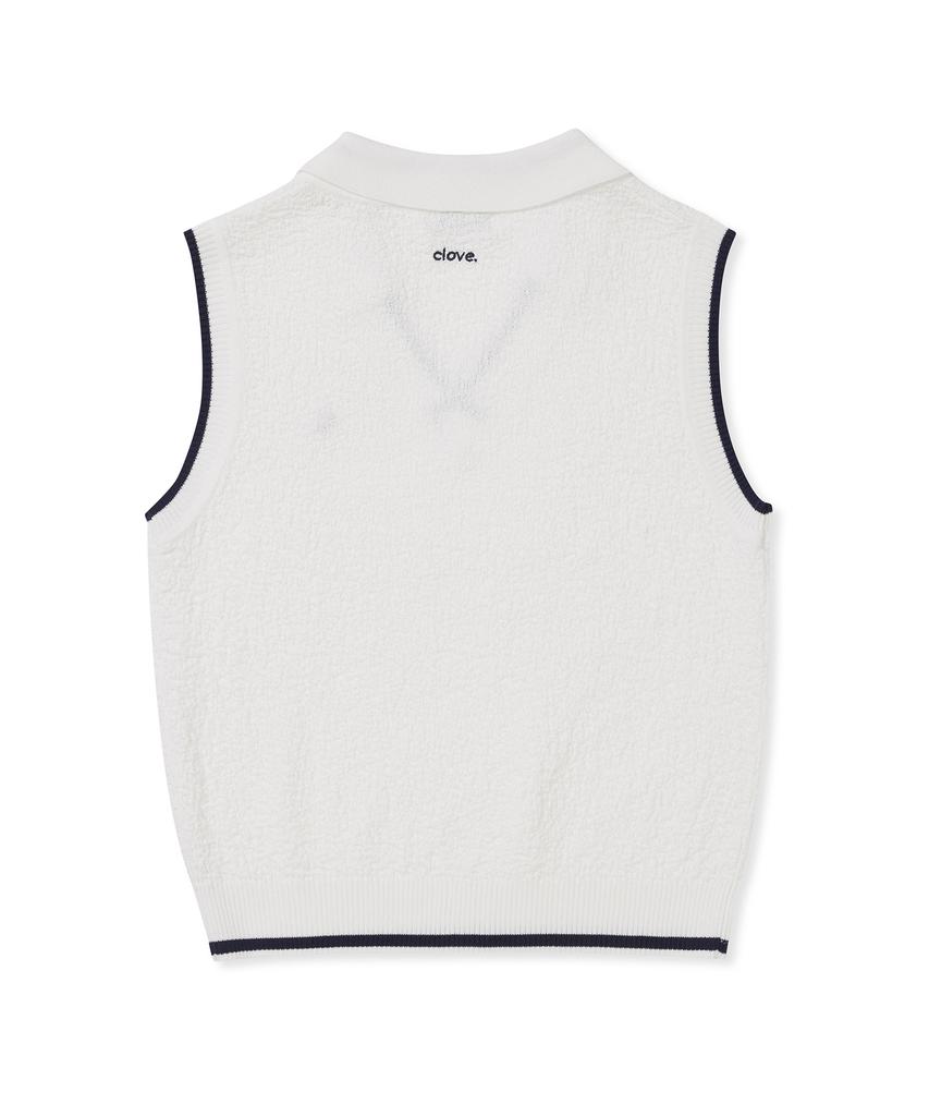 CLOVE [25Ss Clove] V-Neck Collar Sleeveless Knit (White)
