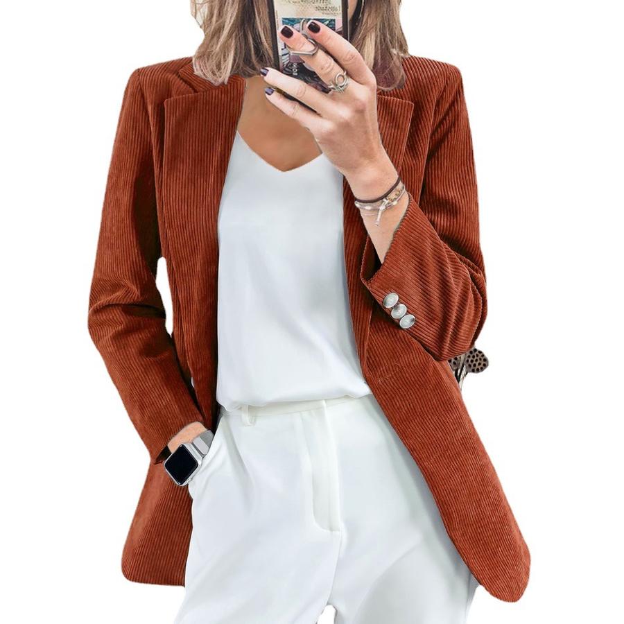 Autumn New Arrivals Velvet Cardigan Slim Fit Solid Color Casual Workwear Overcoat