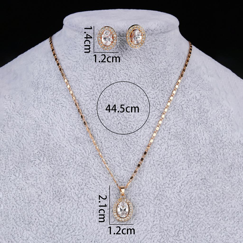 Selead Gold Plated Combination Set Jewelry Necklace Pendant Women 'S Jewelry Zircon Earrings