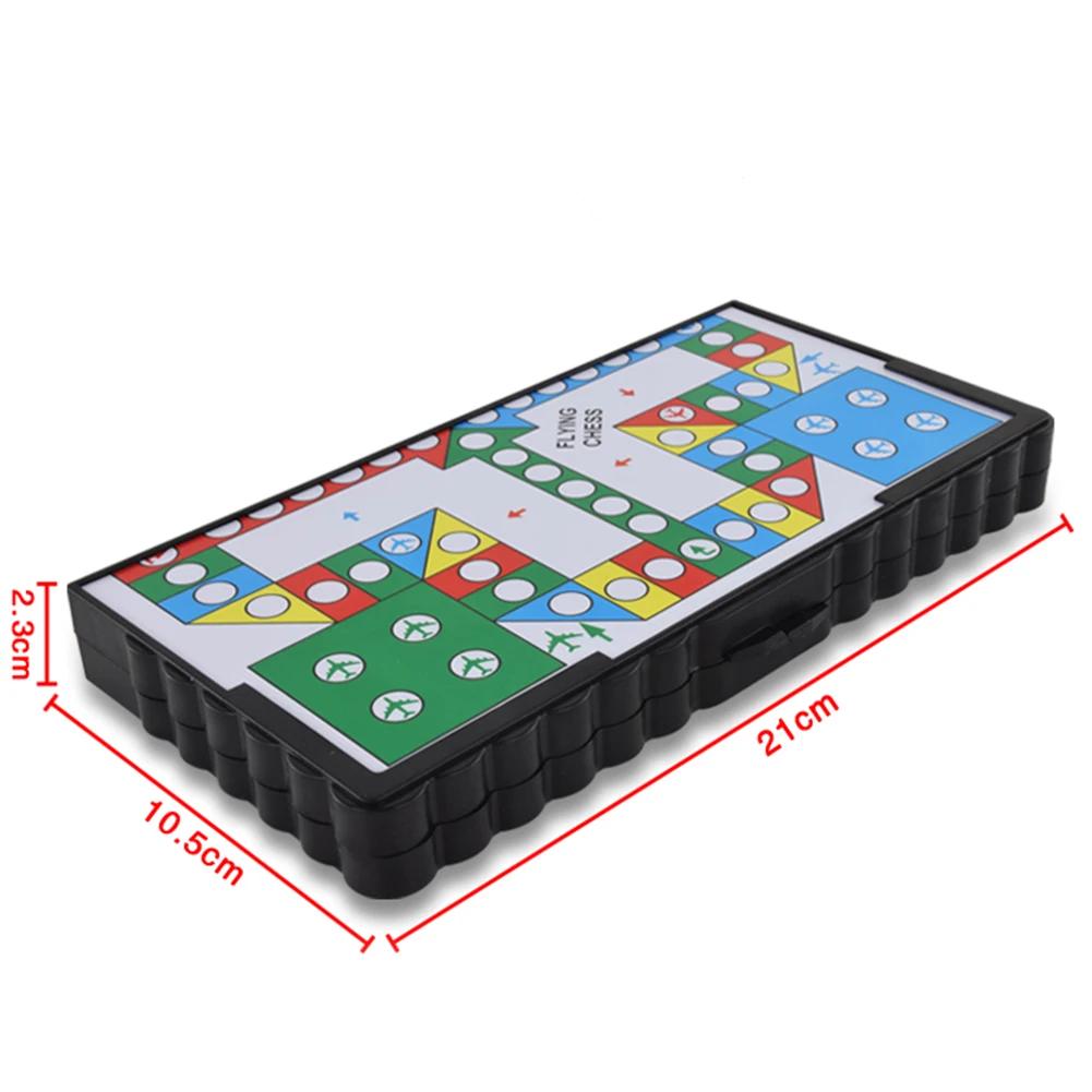 1Set Magnetic Foldable Flying Chess Crawling Mat Ludo Portable Board Game Camping Travel Game Set Aeroplane Chess