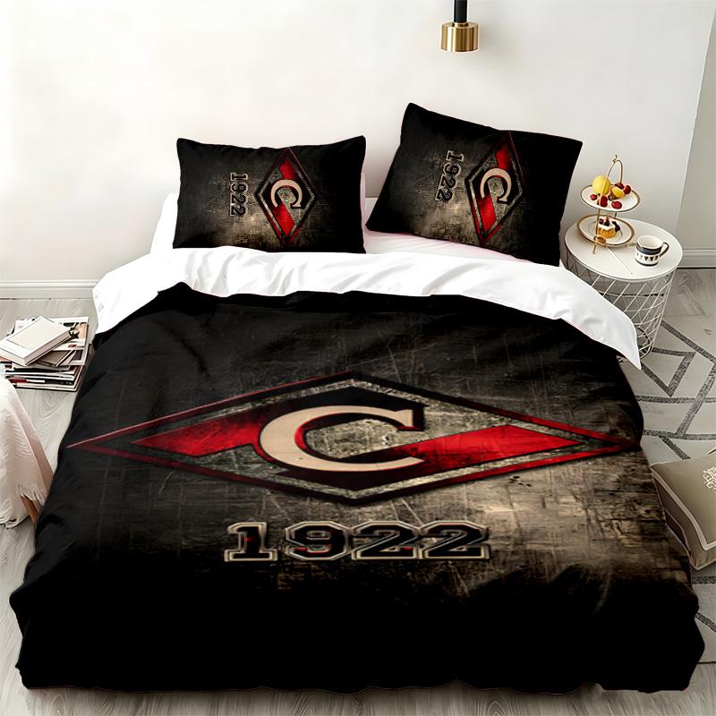 FC Spartak Moskau 3-teiliges Set Perfekt für das Schlafzimmer Bequemes Bettwäsche-Set enthält einen Bettbezug und zwei Kissenbezüge Ideales Geburtstags- oder Weihnachtsgeschenk