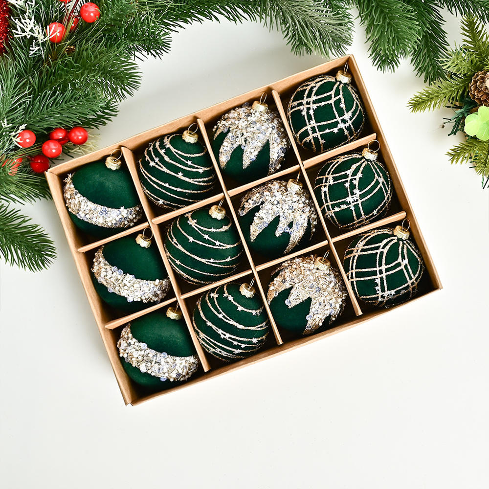 6/12pcs 6cm Wine Red Christmas Ball Ornaments Christmas Tree Party Decoration New Year Christmas Spheres Pendant Velvet Balls
